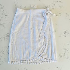 J.Crew White Pull-on wrap cover-up skirt